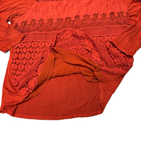 Cato’s Chic Deep Orange Crochet Tunic Top Size XL - Picture 3 of 7